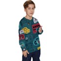 Seamless-pattern-hand-drawn-with-vehicles-buildings-road Kids  Long Sleeve Jersey View3