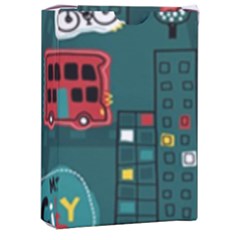 Seamless-pattern-hand-drawn-with-vehicles-buildings-road Playing Cards Single Design (rectangle) With Custom Box by Salman4z