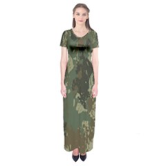 Camouflage-splatters-background Short Sleeve Maxi Dress by Salman4z