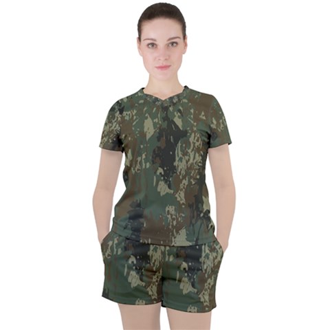 Camouflage-splatters-background Women s Tee And Shorts Set by Salman4z