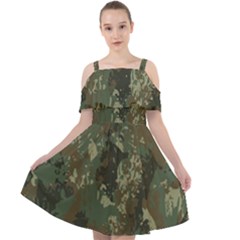 Camouflage-splatters-background Cut Out Shoulders Chiffon Dress by Salman4z