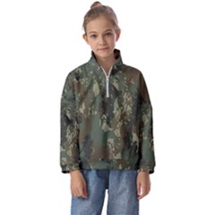 Camouflage-splatters-background Kids  Half Zip Hoodie