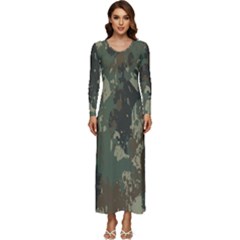 Camouflage-splatters-background Long Sleeve Longline Maxi Dress by Salman4z