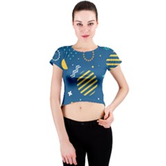 Flat-design-geometric-shapes-background Crew Neck Crop Top by Salman4z