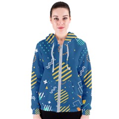 Flat-design-geometric-shapes-background Women s Zipper Hoodie