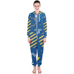 Flat-design-geometric-shapes-background Hooded Jumpsuit (ladies)