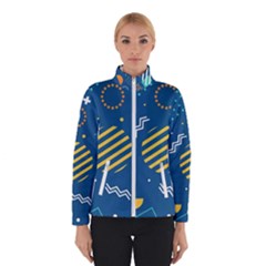 Flat-design-geometric-shapes-background Women s Bomber Jacket