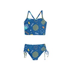 Flat-design-geometric-shapes-background Girls  Tankini Swimsuit by Salman4z