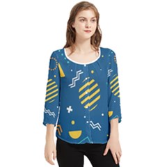 Flat-design-geometric-shapes-background Chiffon Quarter Sleeve Blouse by Salman4z