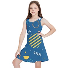 Flat-design-geometric-shapes-background Kids  Lightweight Sleeveless Dress by Salman4z