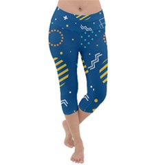 Flat-design-geometric-shapes-background Lightweight Velour Capri Yoga Leggings by Salman4z