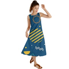 Flat-design-geometric-shapes-background Summer Maxi Dress by Salman4z