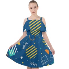 Flat-design-geometric-shapes-background Cut Out Shoulders Chiffon Dress by Salman4z