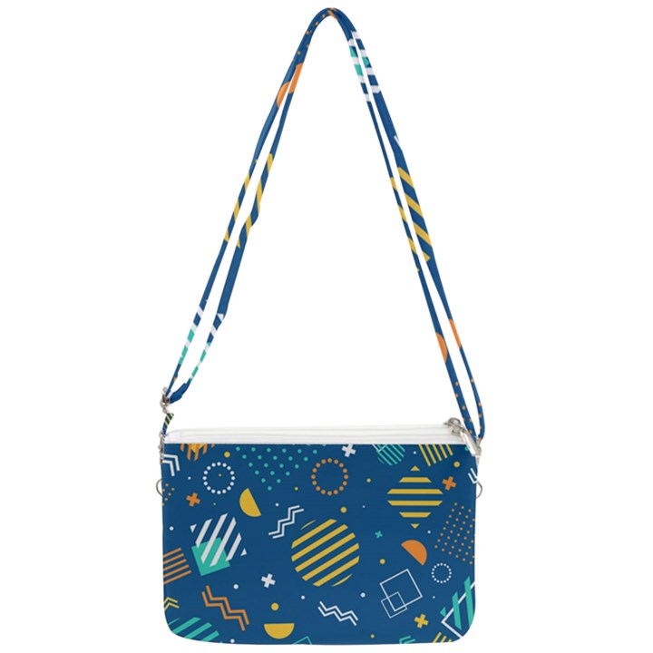 Flat-design-geometric-shapes-background Double Gusset Crossbody Bag