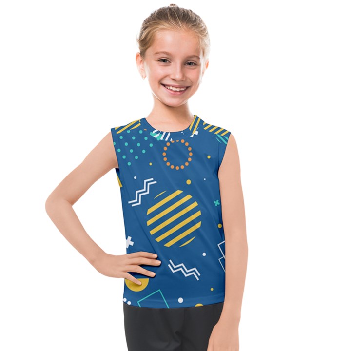 Flat-design-geometric-shapes-background Kids  Mesh Tank Top