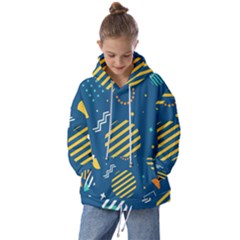 Flat-design-geometric-shapes-background Kids  Oversized Hoodie