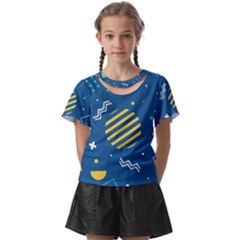 Flat-design-geometric-shapes-background Kids  Front Cut Tee by Salman4z