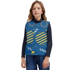 Flat-design-geometric-shapes-background Kid s Short Button Up Puffer Vest	