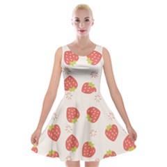 Strawberries-pattern-design Velvet Skater Dress