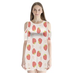 Strawberries-pattern-design Shoulder Cutout Velvet One Piece