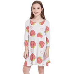 Strawberries-pattern-design Kids  Quarter Sleeve Skater Dress by Salman4z