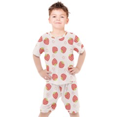 Strawberries-pattern-design Kids  Tee And Shorts Set by Salman4z