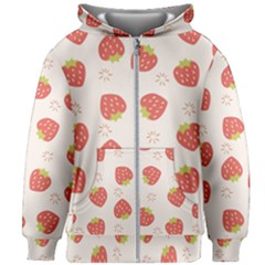 Strawberries-pattern-design Kids  Zipper Hoodie Without Drawstring by Salman4z