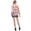 Strawberries-pattern-design High Neck Long Sleeve Chiffon Top View2