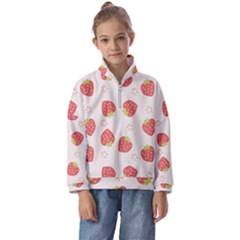 Strawberries-pattern-design Kids  Half Zip Hoodie