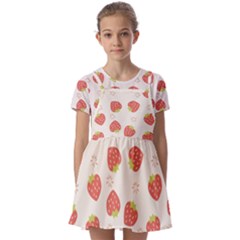 Strawberries-pattern-design Kids  Short Sleeve Pinafore Style Dress by Salman4z