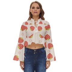 Strawberries-pattern-design Boho Long Bell Sleeve Top