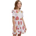 Strawberries-pattern-design Kids  Frilly Sleeves Pocket Dress View2