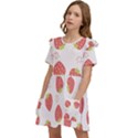 Strawberries-pattern-design Kids  Frilly Sleeves Pocket Dress View3