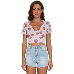 Strawberries-pattern-design V-neck Crop Top by Salman4z