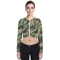 Camouflage-pattern-background Long Sleeve Zip Up Bomber Jacket by Salman4z