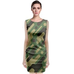 Camouflage-pattern-background Sleeveless Velvet Midi Dress