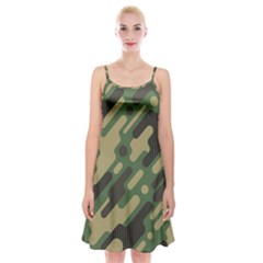 Camouflage-pattern-background Spaghetti Strap Velvet Dress