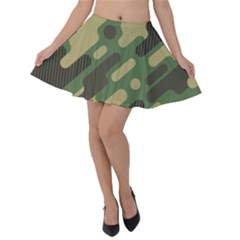 Camouflage-pattern-background Velvet Skater Skirt