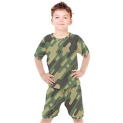 Camouflage-pattern-background Kids  Tee And Shorts Set by Salman4z