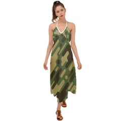 Camouflage-pattern-background Halter Tie Back Dress  by Salman4z