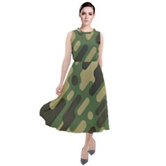 Camouflage-pattern-background Round Neck Boho Dress by Salman4z