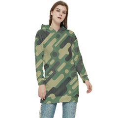 Camouflage-pattern-background Women s Long Oversized Pullover Hoodie