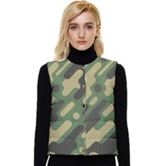 Camouflage-pattern-background Women s Short Button Up Puffer Vest