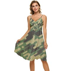 Camouflage-pattern-background Sleeveless Tie Front Chiffon Dress by Salman4z