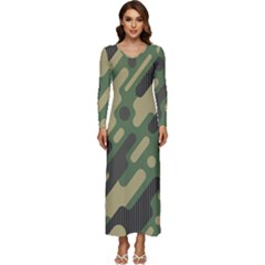 Camouflage-pattern-background Long Sleeve Longline Maxi Dress by Salman4z