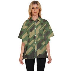 Camouflage-pattern-background Women s Batwing Button Up Shirt