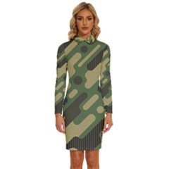 Camouflage-pattern-background Long Sleeve Shirt Collar Bodycon Dress by Salman4z