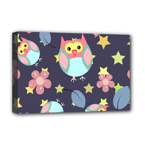 Owl-stars-pattern-background Deluxe Canvas 18  X 12  (stretched) by Salman4z