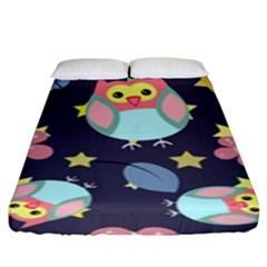 Owl-stars-pattern-background Fitted Sheet (king Size) by Salman4z