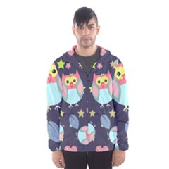 Owl-stars-pattern-background Men s Hooded Windbreaker